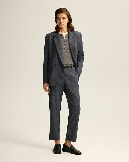 Твидовый жакет прямого кроя, синий