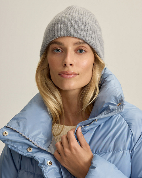 Шапка Unisex из кашемира, серый меланж