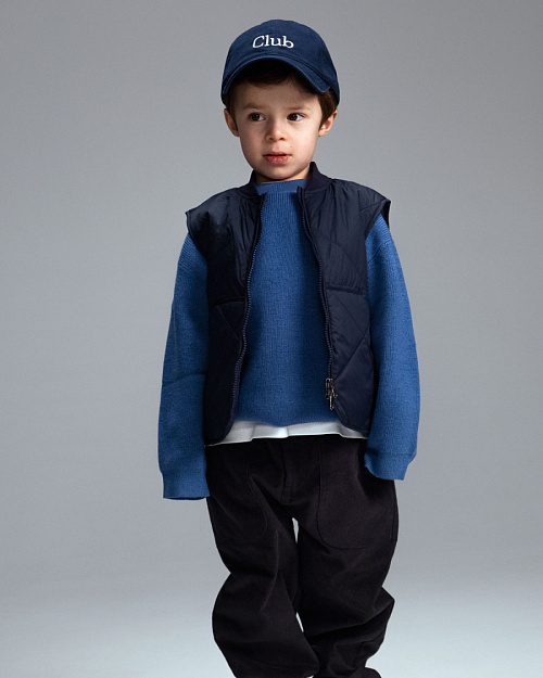 Детский стеганый жилет Unisex на синтепоне из водоотталкивающей ткани, темно-синий