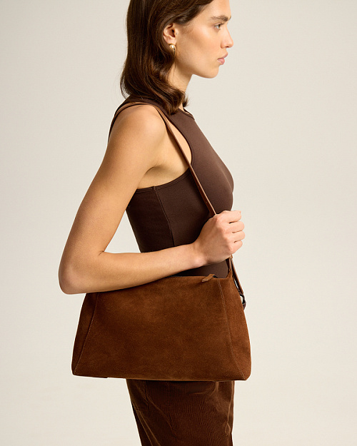 Сумка из натуральной замши, светло-коричневый