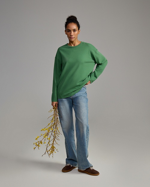 Хлопковый лонгслив Unisex, зеленый