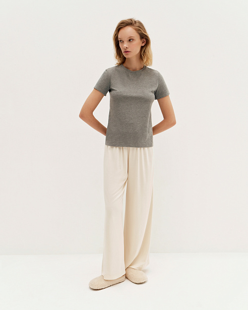 Приталенная футболка из хлопка и модала, серый