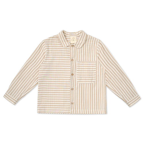 Детская рубашка в полоску Unisex из муслина, бежевый