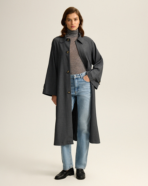 Пыльник с воротником трансформером, серый