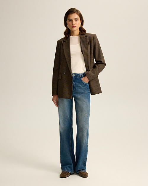 Прямые джинсы с высокой посадкой, синий