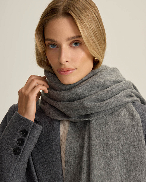 Палантин из шерсти, серый меланж
